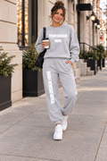 Ash Gray Gildan Crewneck/Joggers Mock Up  : PNG