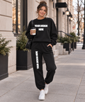 Black Gildan Crewneck/Joggers Mock Up  : PNG