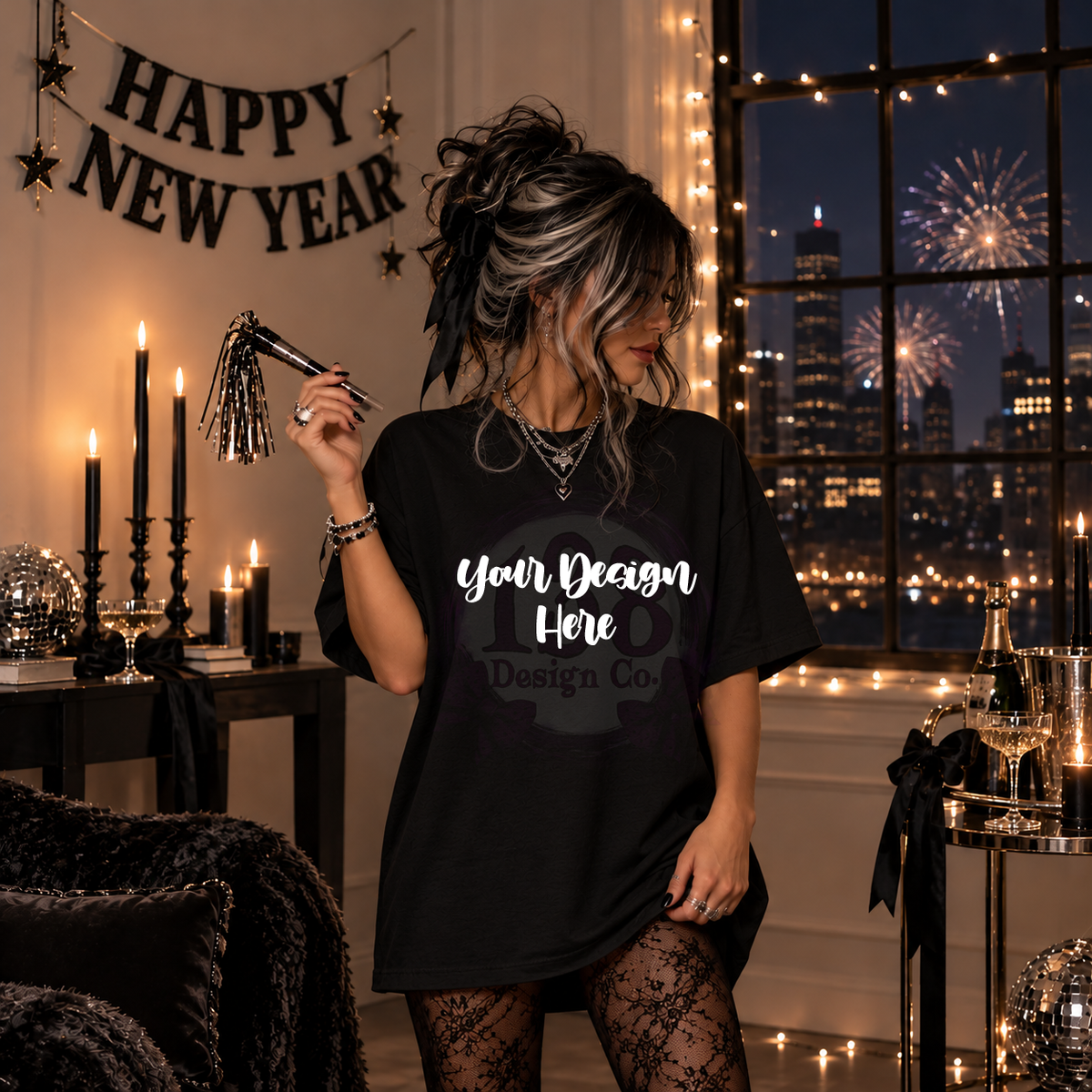 Black Tee | NYE | Mock Up : PNG