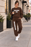Chocolate Brown Crewneck/Joggers Mock Up  : PNG