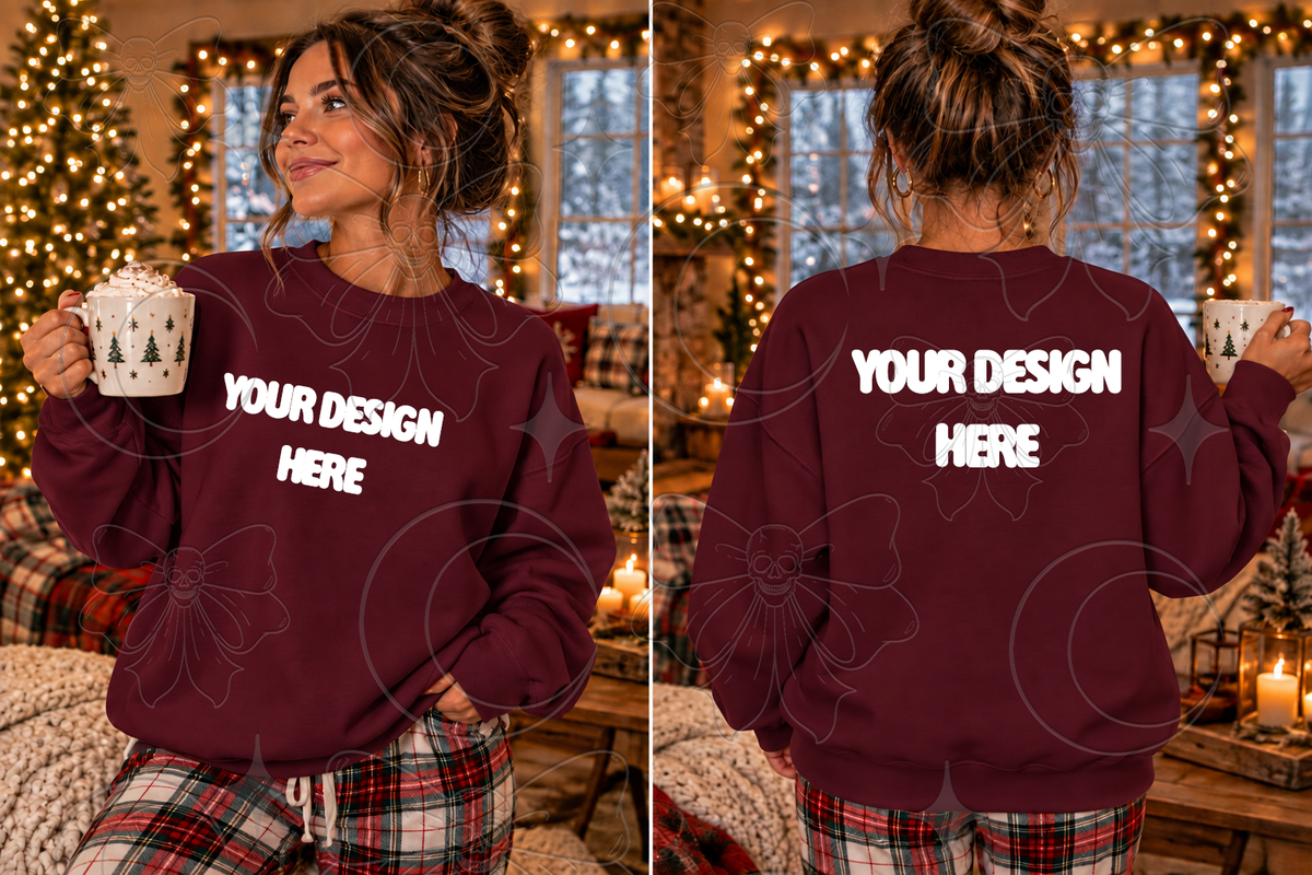 Christmas| Front,Back | Maroon | Mock Up : PNG