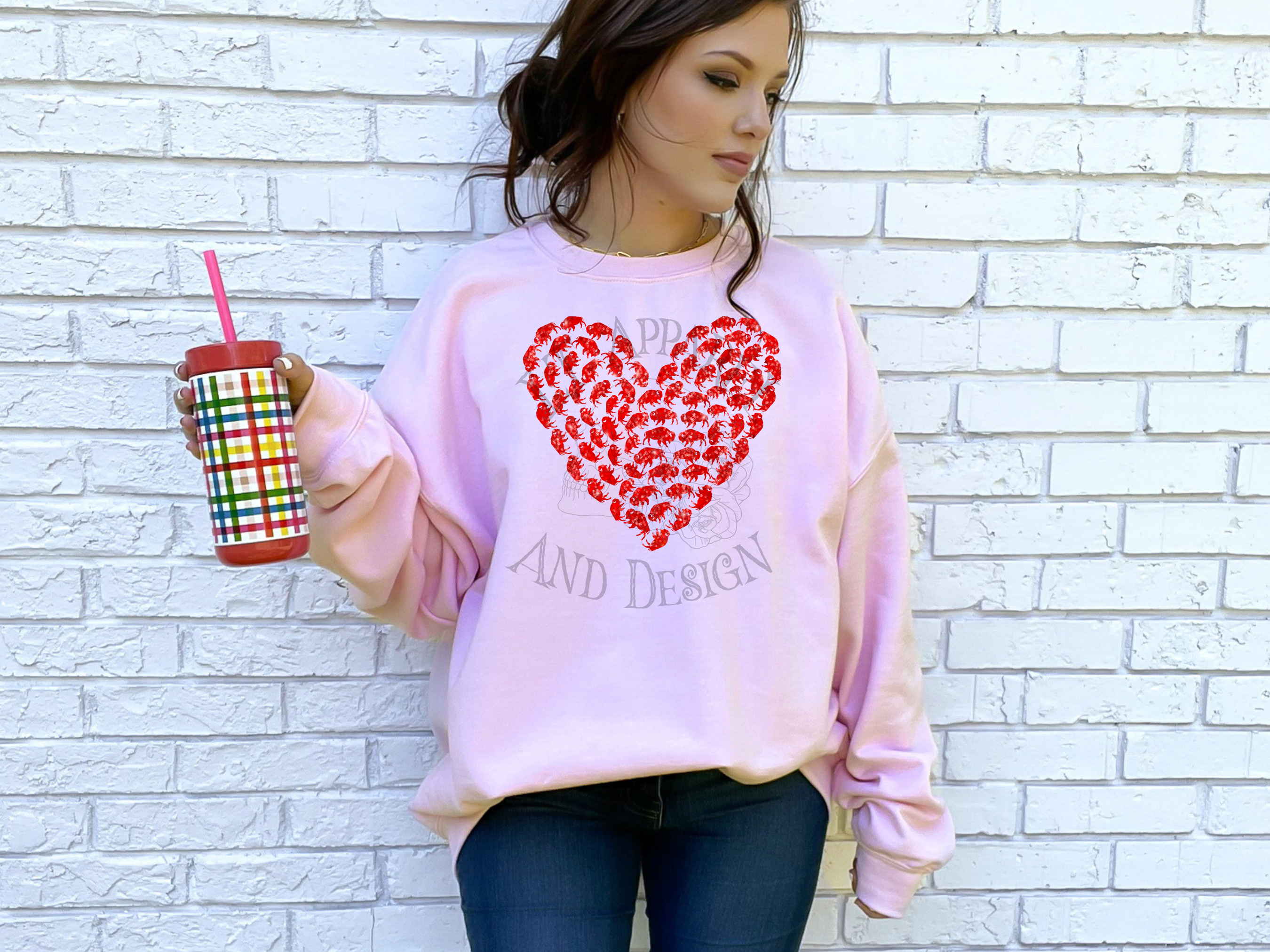 Sequins Buffalo Heart: PNG