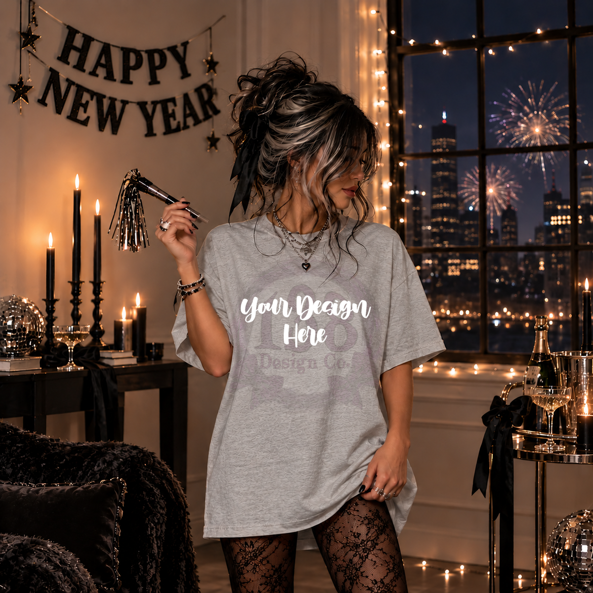 Gray Tee| NYE| Mock Up : PNG