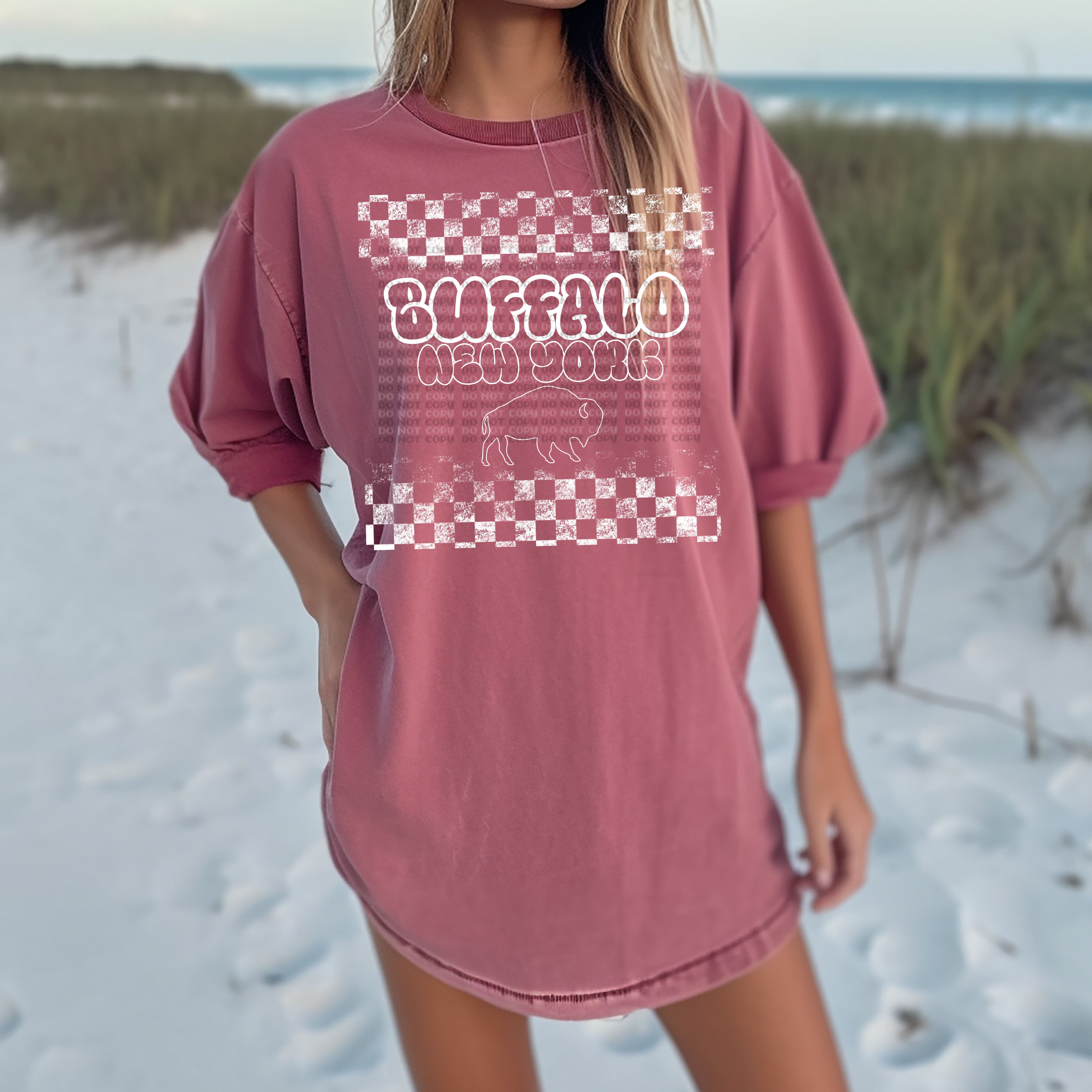 Buffalo Outline with checkered: PNG