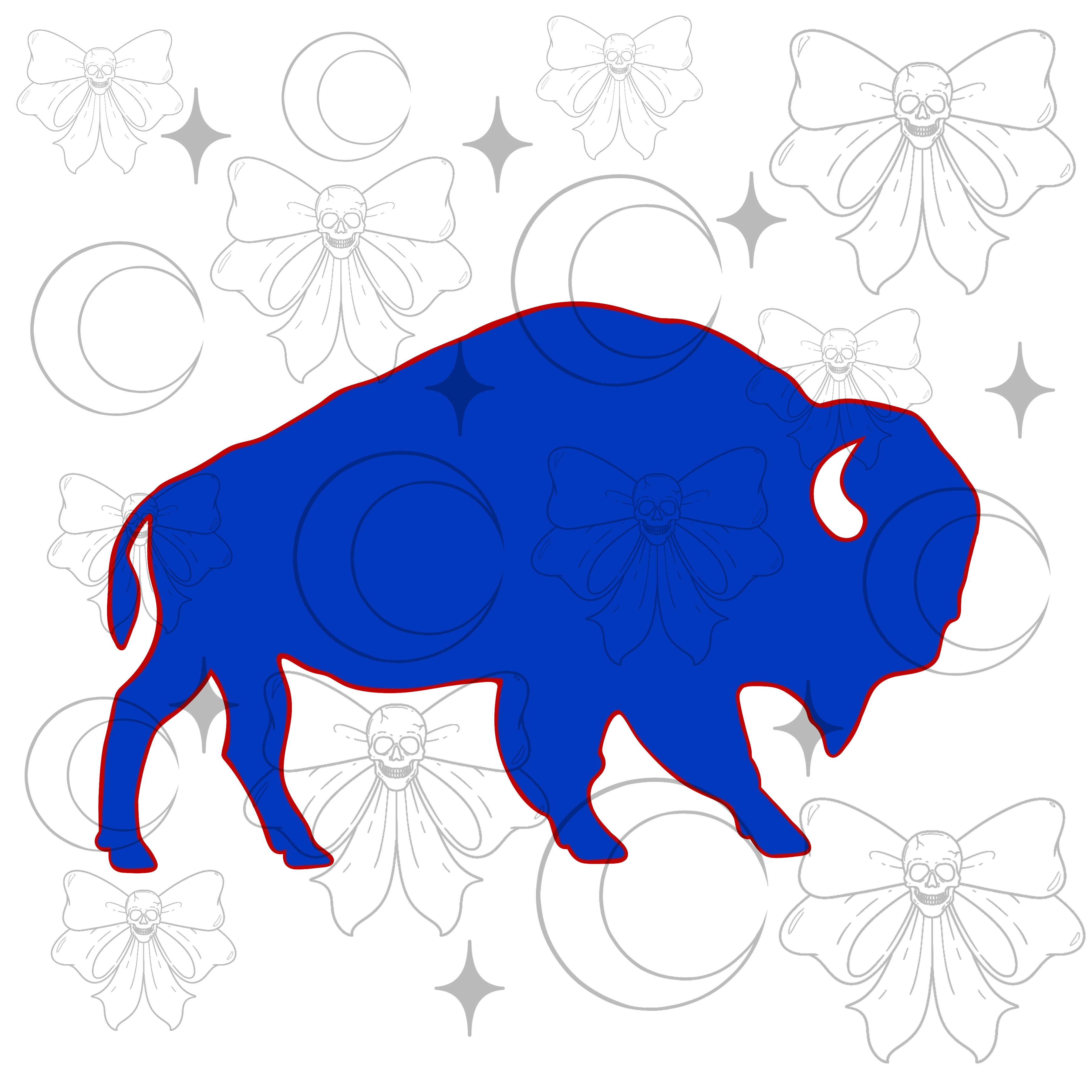 Blue and Red Buffalo : PNG
