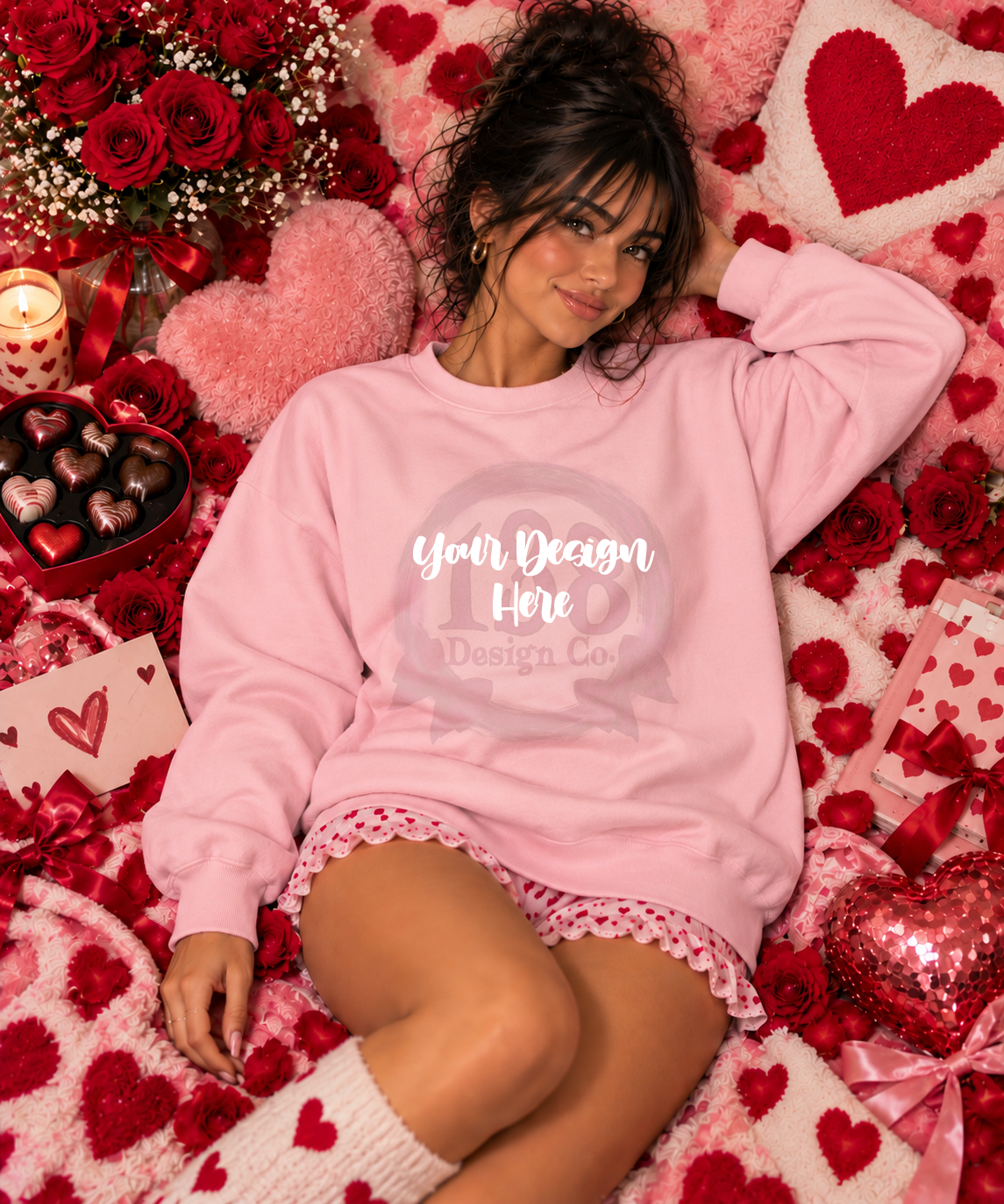 Light Pink Crewneck | Valentines | Mock Up : PNG
