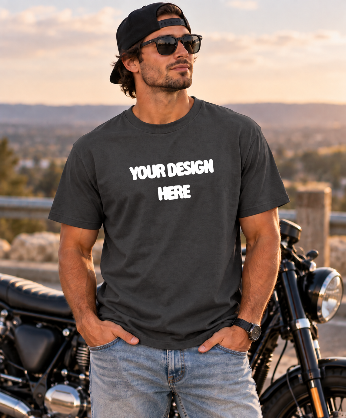 Men | Charcoal Gray | Golden Hour Mock Up  : PNG