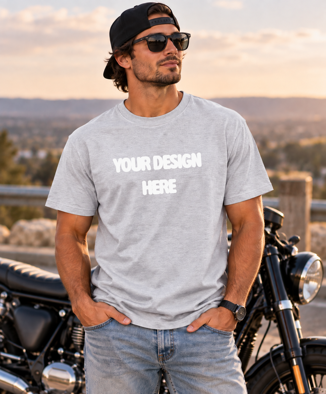 Men | Ash Gray | Golden Hour Mock Up  : PNG