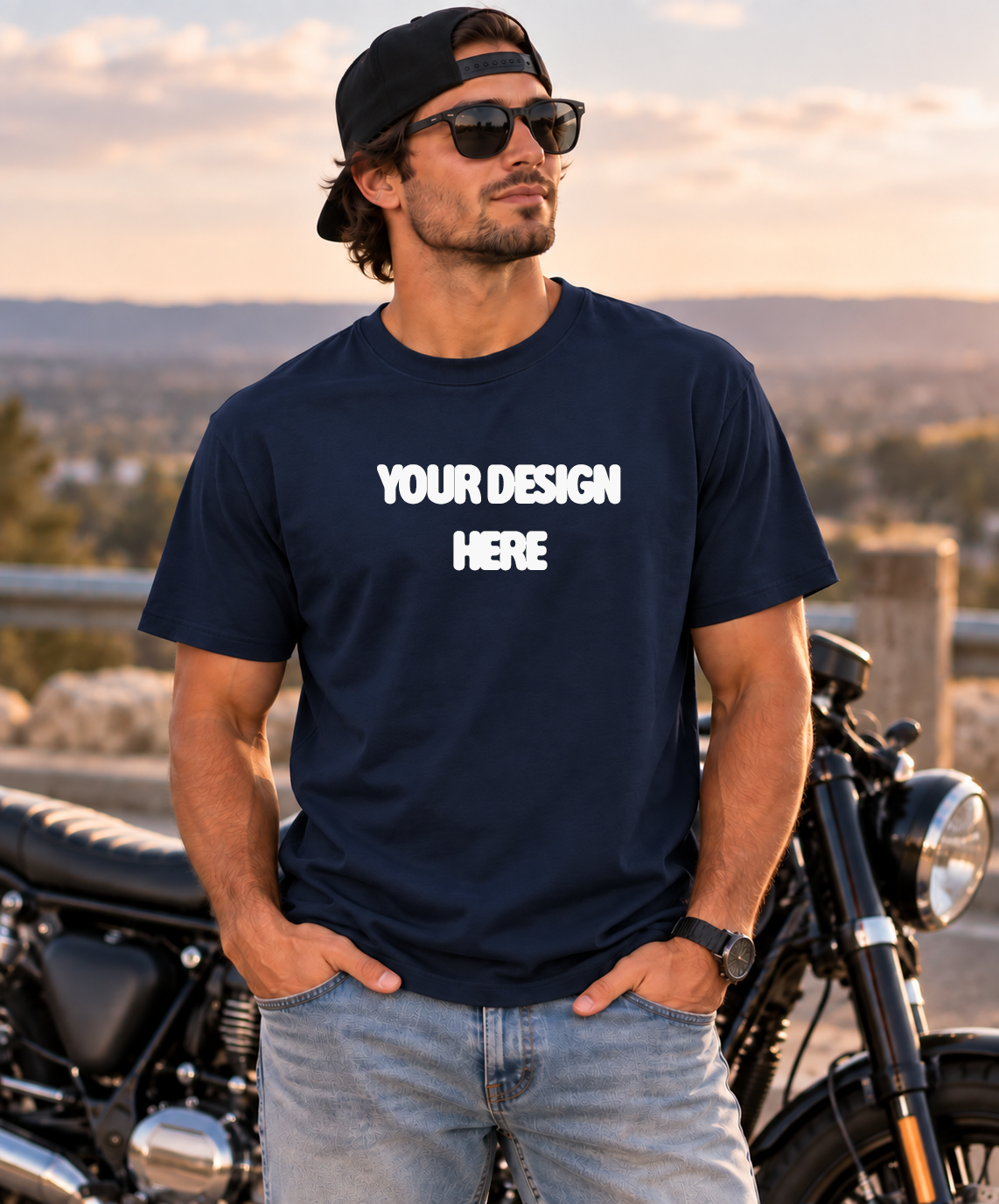 Men | Navy | Golden Hour Mock Up  : PNG