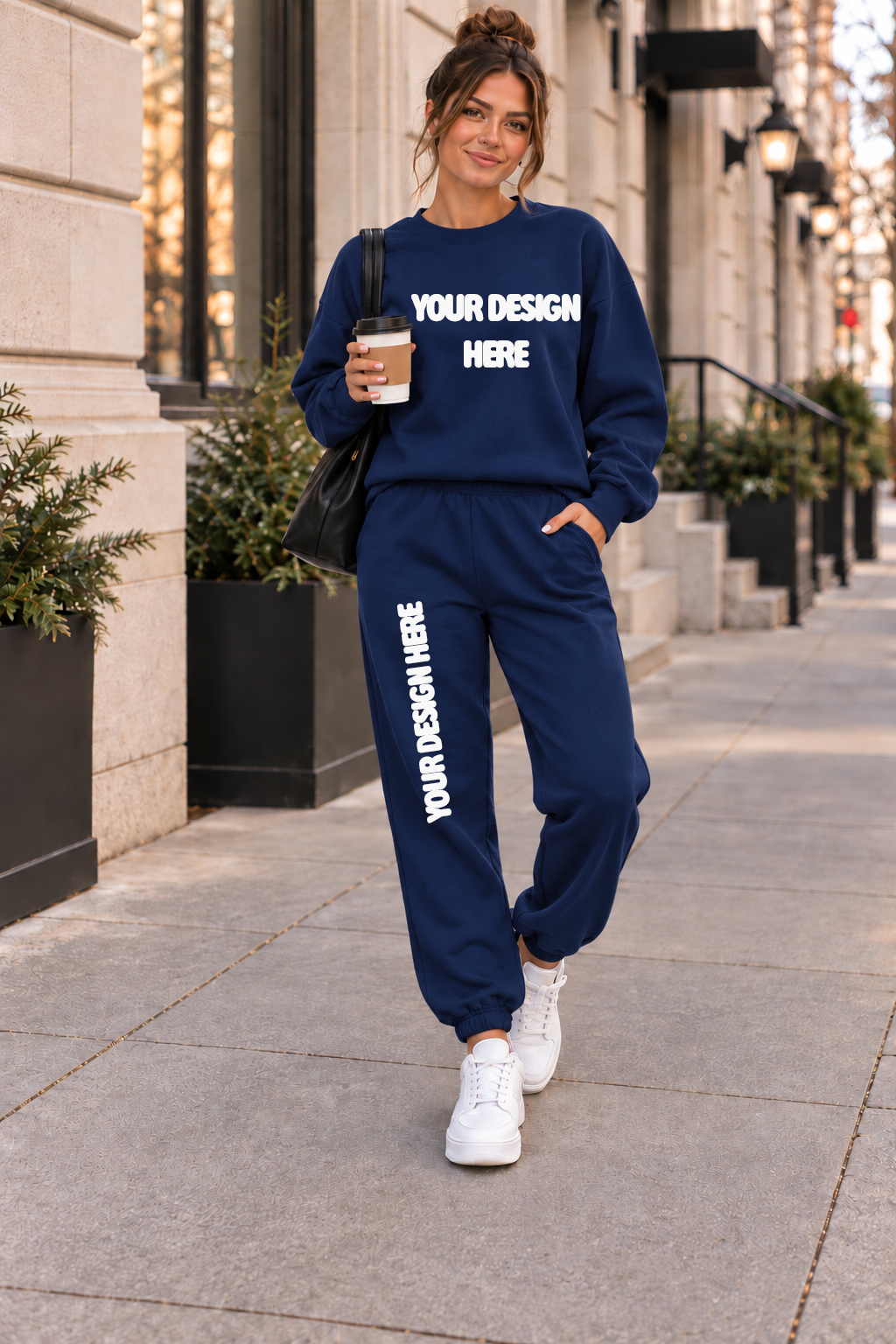 Navy Crewneck/Joggers Mock Up  : PNG
