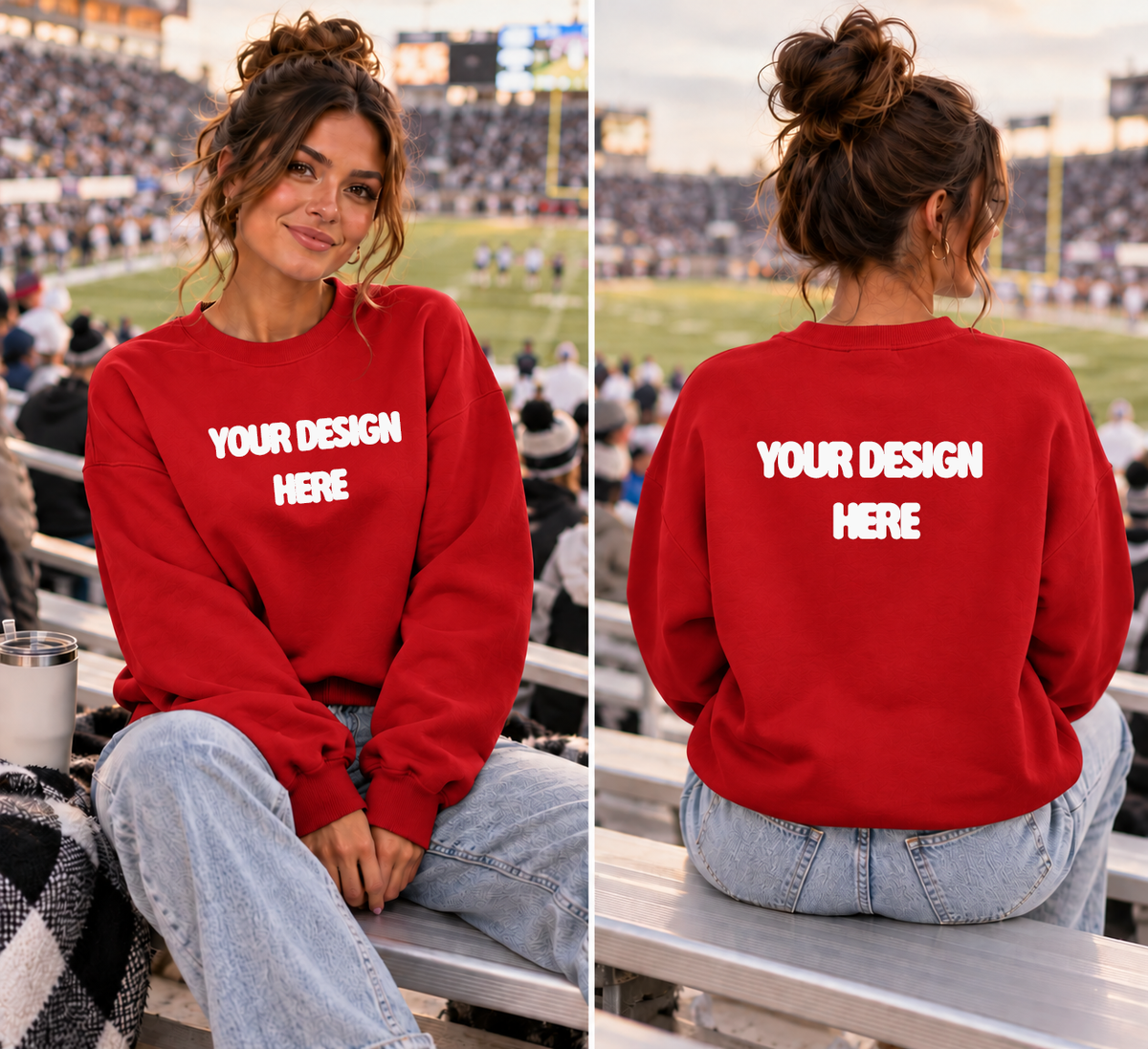 Red Front|Back Crewneck Mock Up  : PNG