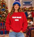Red Gildan Crewneck Mock Up |Buffalo Themed Indoor : PNG