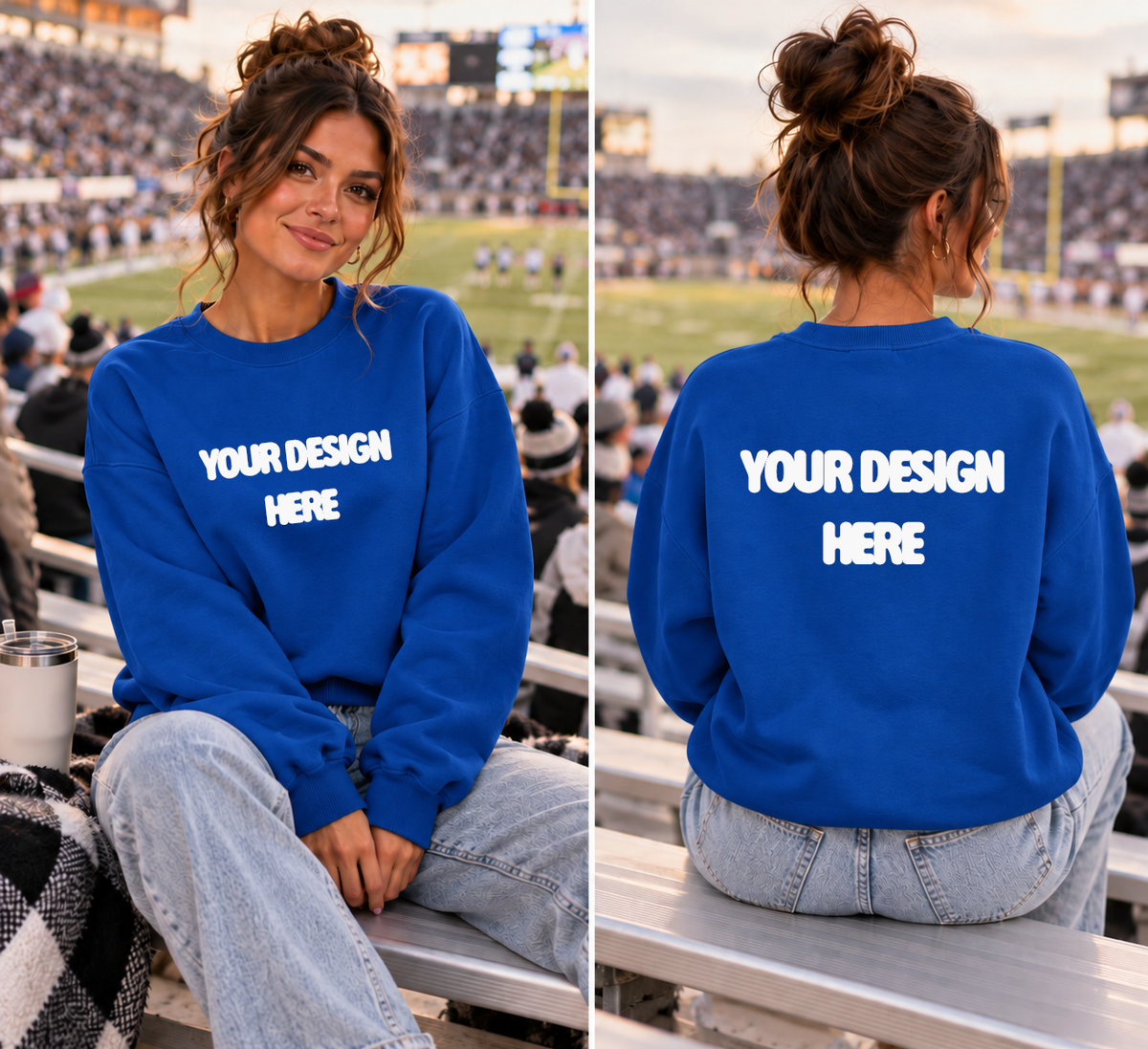 Royal Blue Front|Back Crewneck Mock Up  : PNG