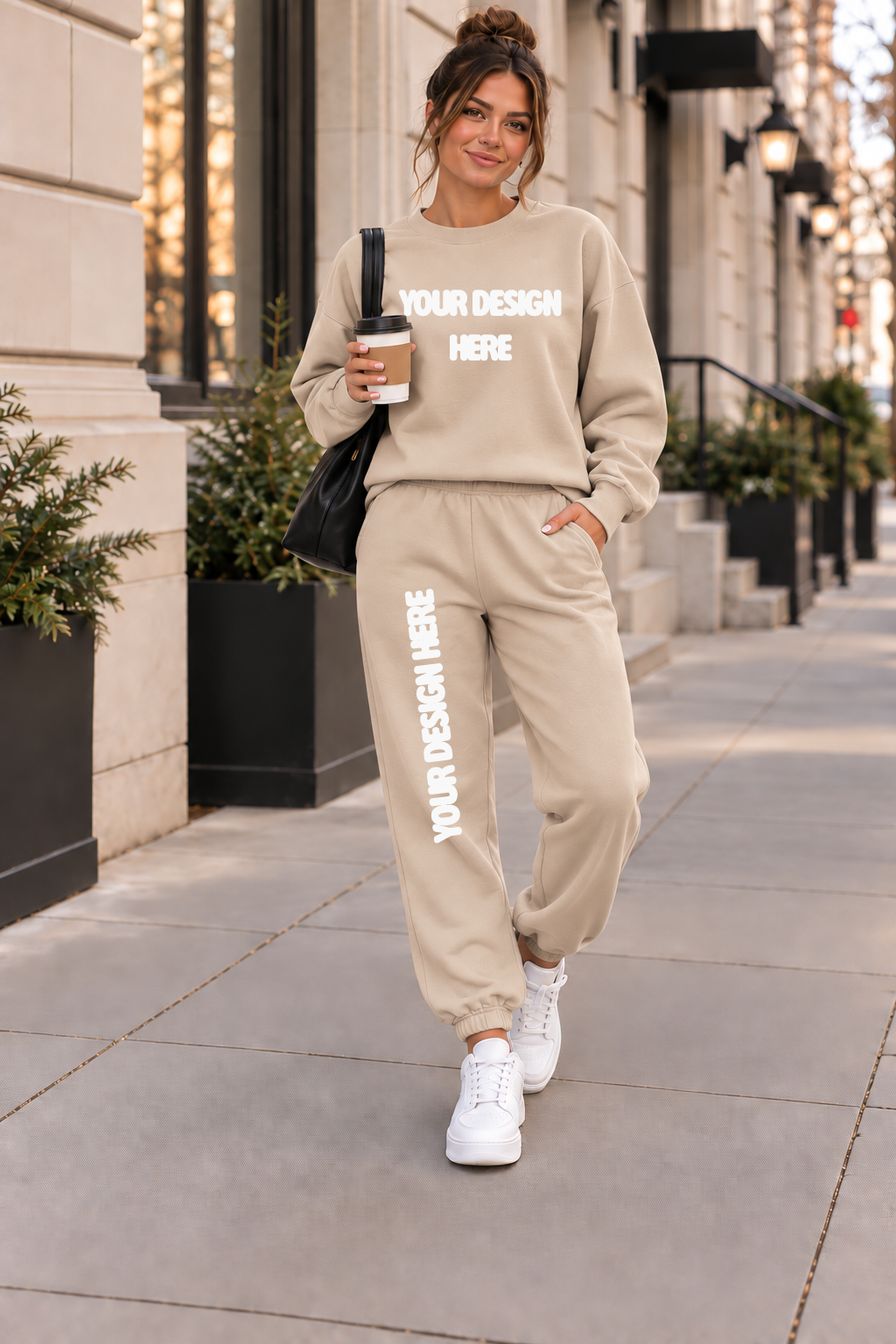 Sand Crewneck/Joggers Mock Up  : PNG