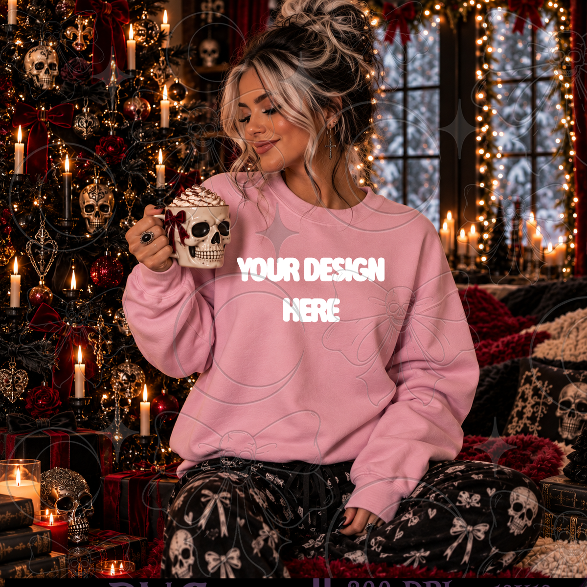 Skelly Christmas |Light Pink | Mock Up  : PNG