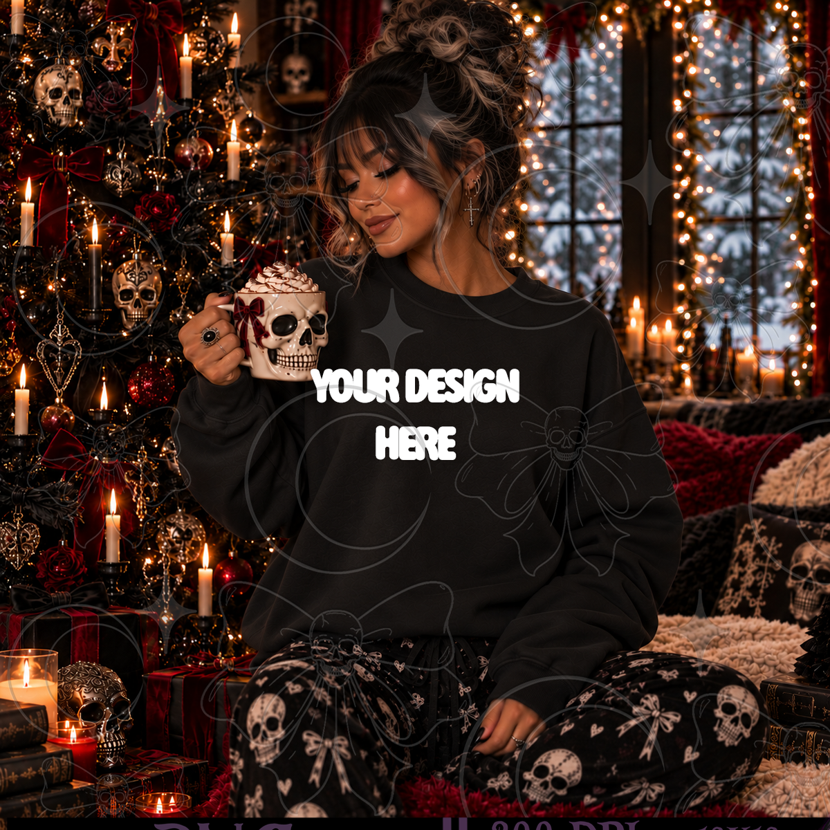 Skelly Christmas | Black | Mock Up  : PNG