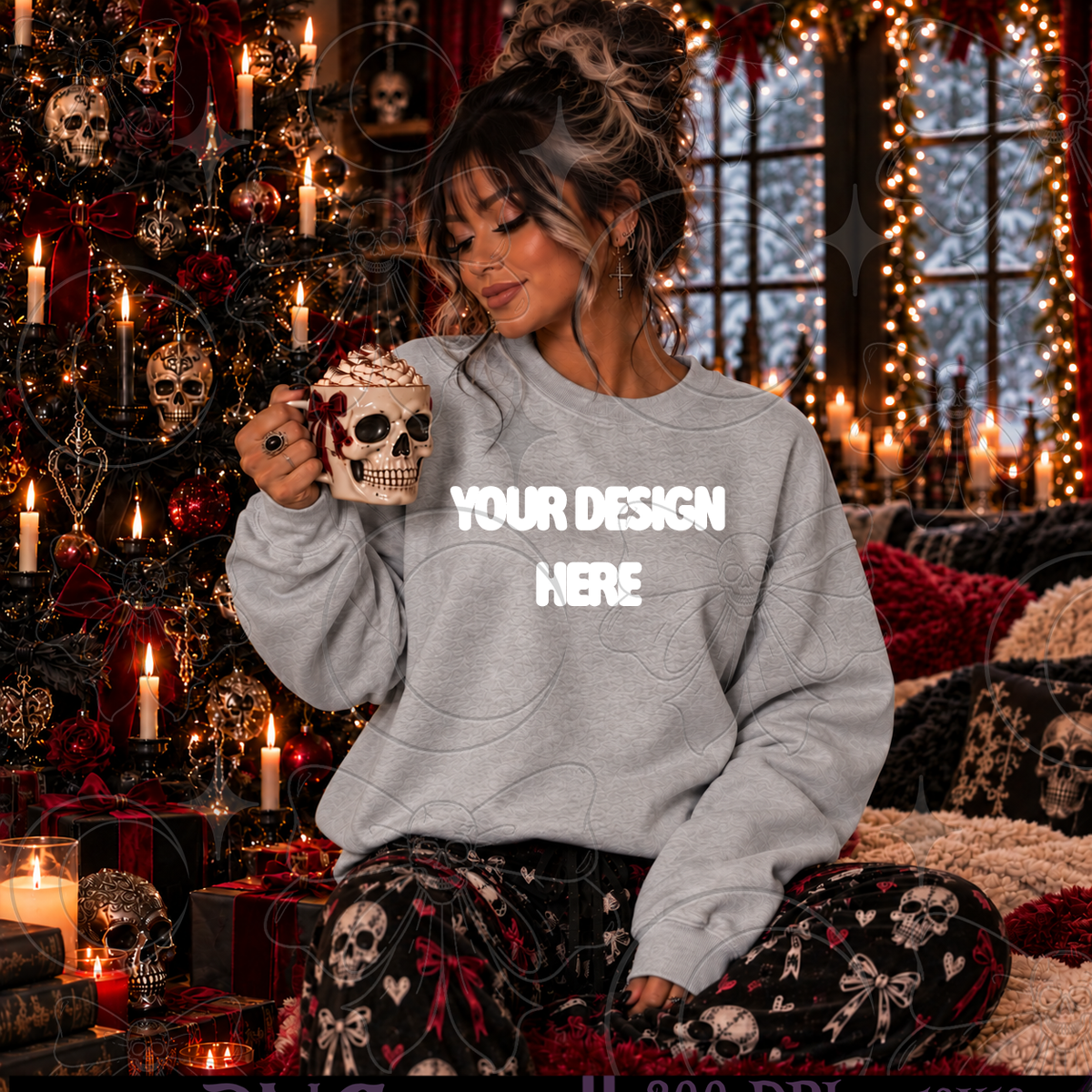 Skelly Christmas | Grey  | Mock Up  : PNG