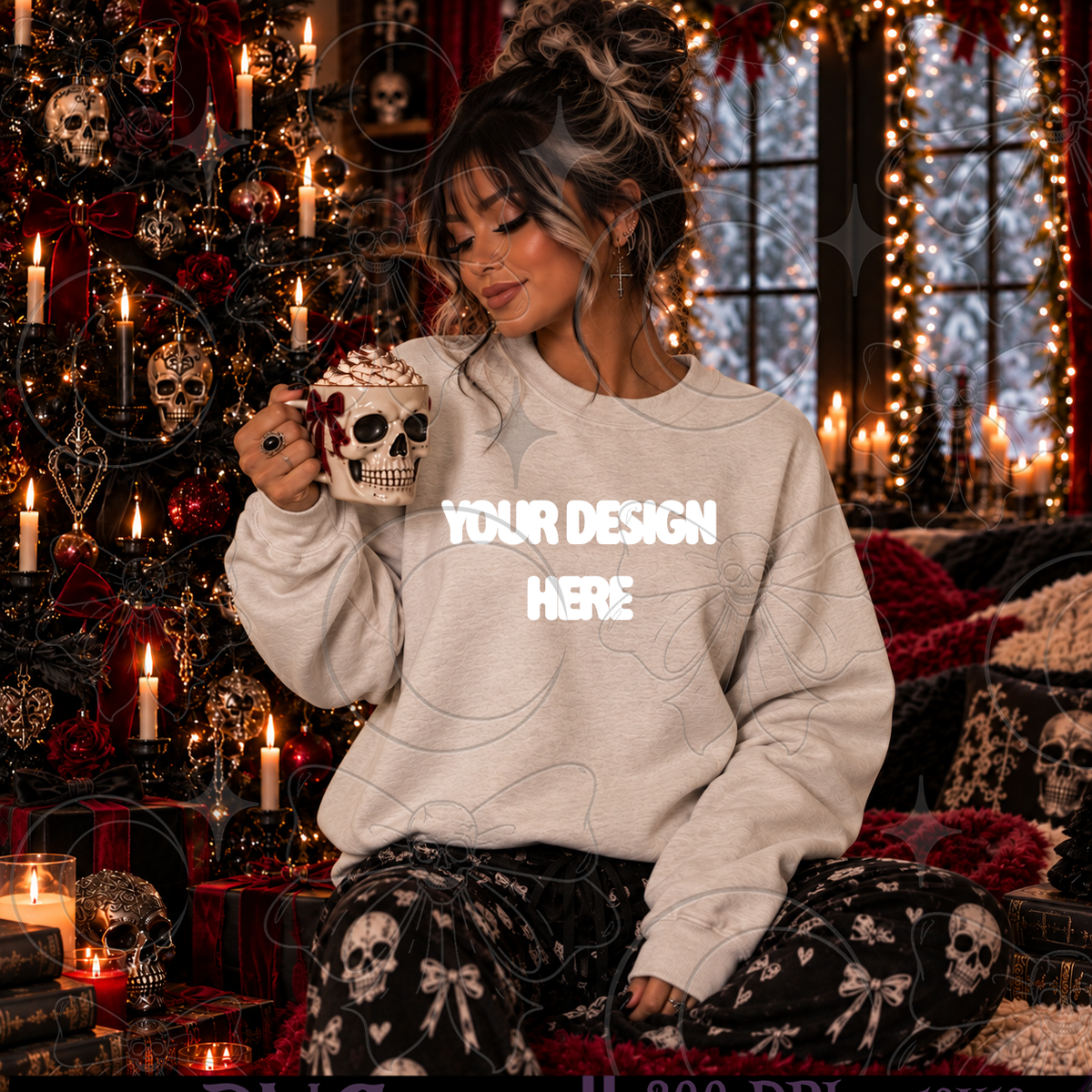 Skelly Christmas | Heather Oatmeal | Mock Up  : PNG