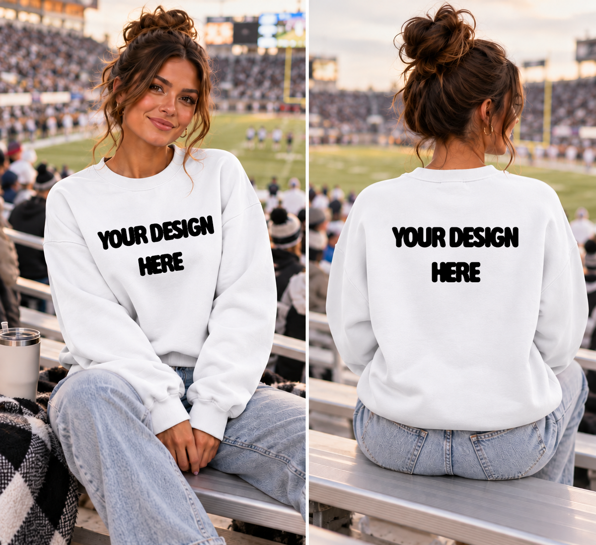 White Front|Back Crewneck Mock Up  : PNG