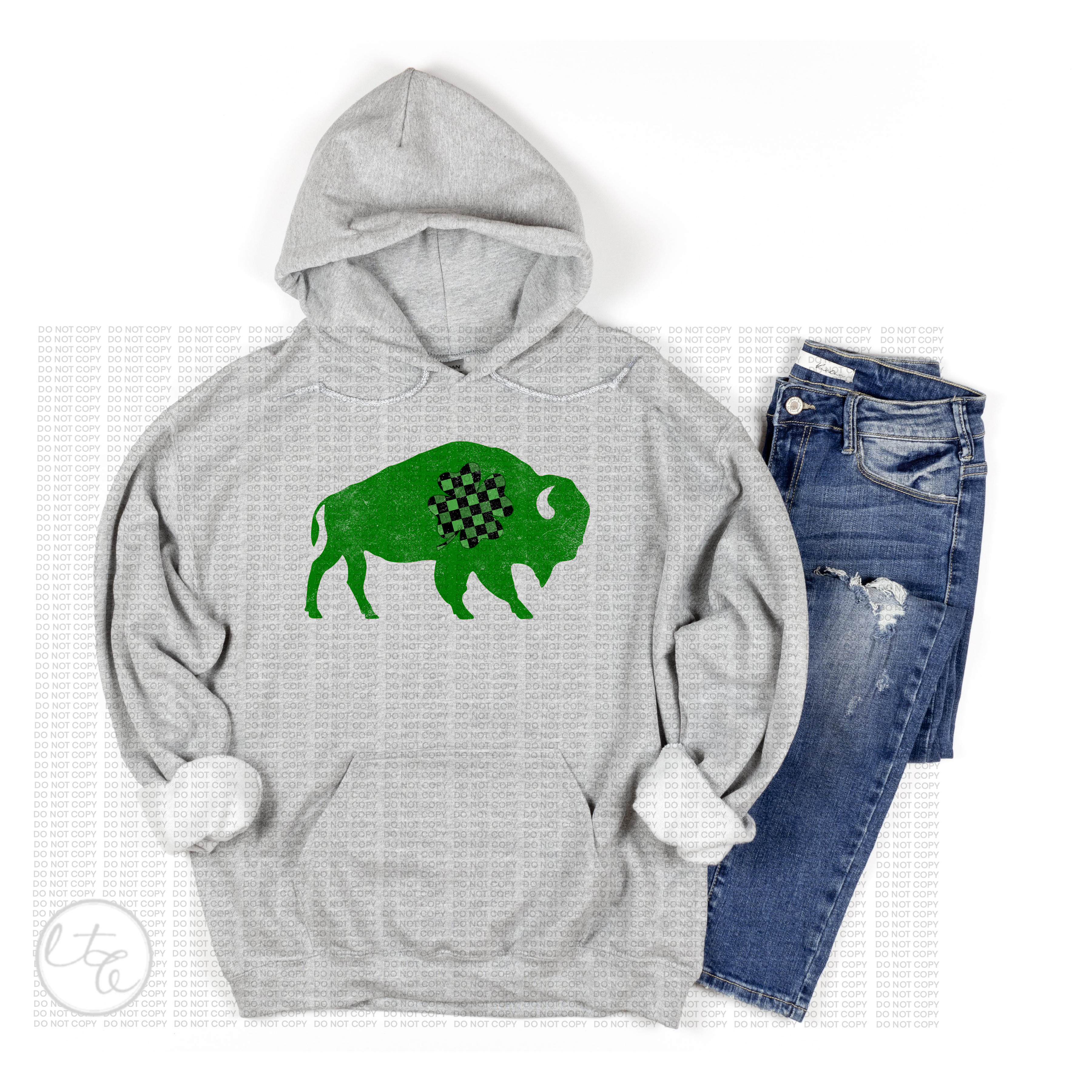 Distressed Green Buffalo: PNG