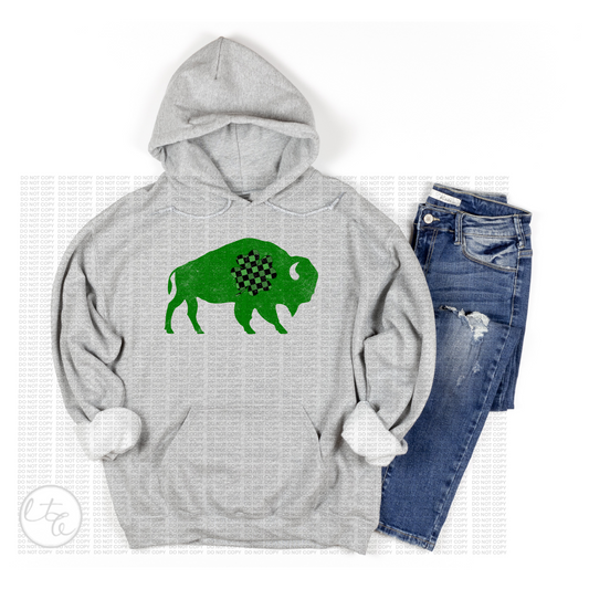 Distressed Green Buffalo: PNG